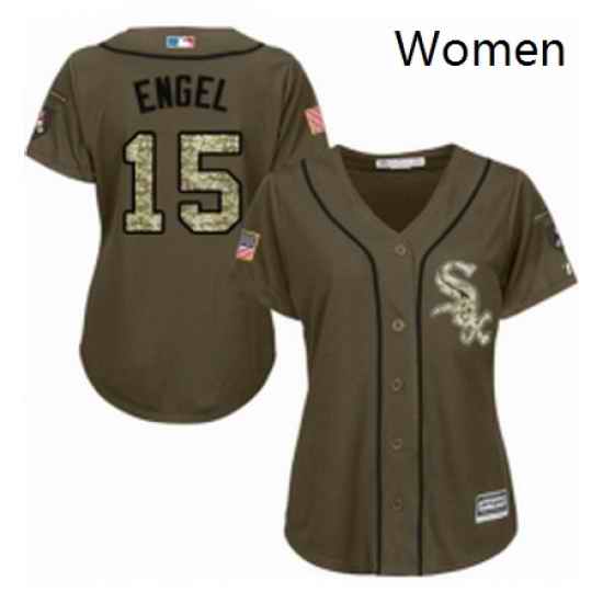 Womens Majestic Chicago White Sox 15 Adam Engel Authentic Green Salute to Service MLB Jersey